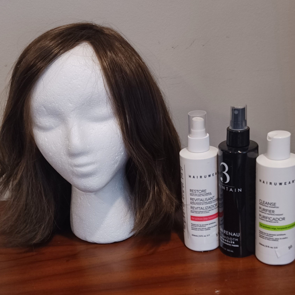 Womens Light Brown Wig With Head And Hair Care Products